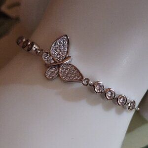 Bella Luce Butterfly Bracelet Rhodium Over Silver